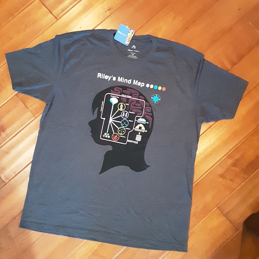 Disney Pixar Riley's Mind Map Mens 2xl Gray TShirt